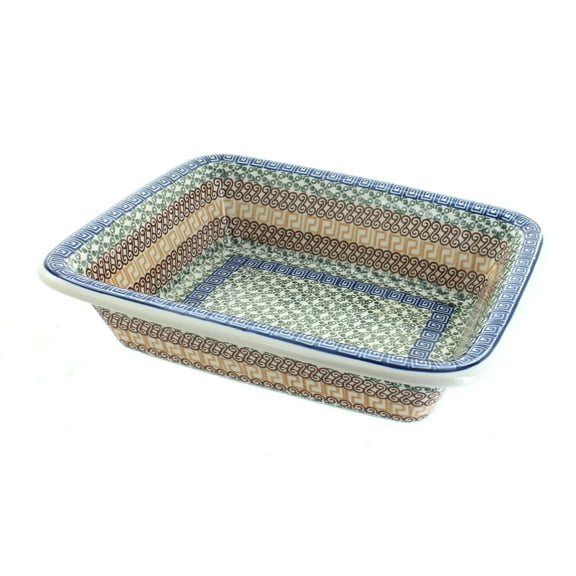 Blue Rose Polish Pottery Athena Small Rectangular Baker