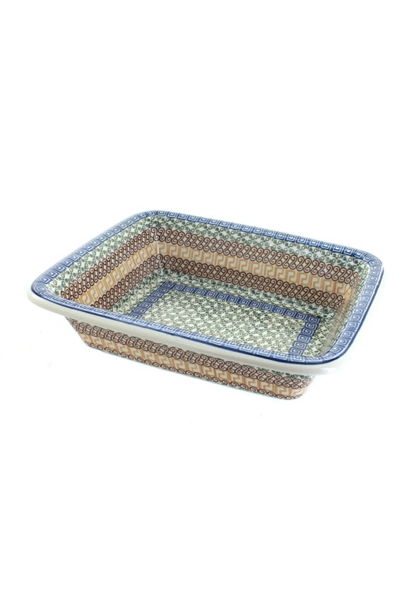 Blue Rose Polish Pottery Athena Small Rectangular Baker