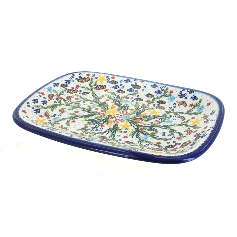 Blue Rose Polish Pottery Atlantis Large Rectangular Serving