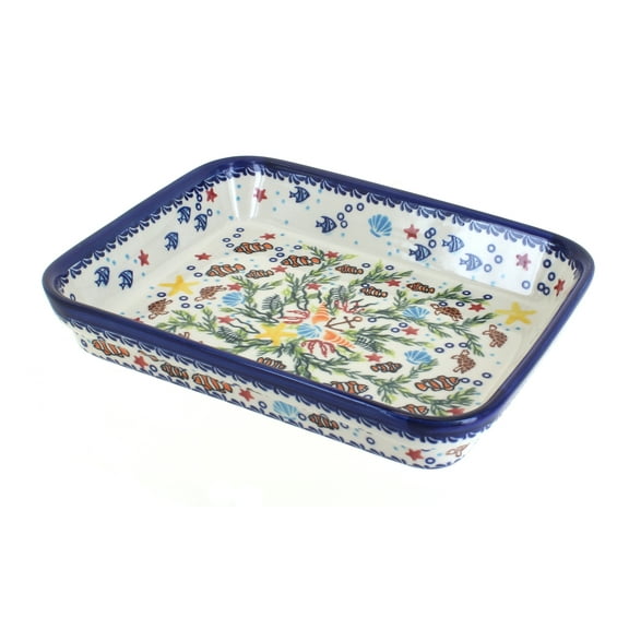 Blue Rose Polish Pottery Atlantis Medium Rectangular Baker