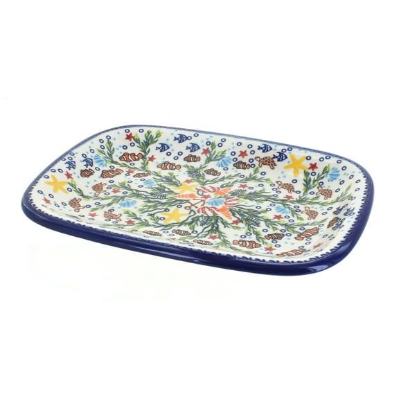 Blue Rose Polish Pottery Atlantis Medium Rectangular Serving Platter