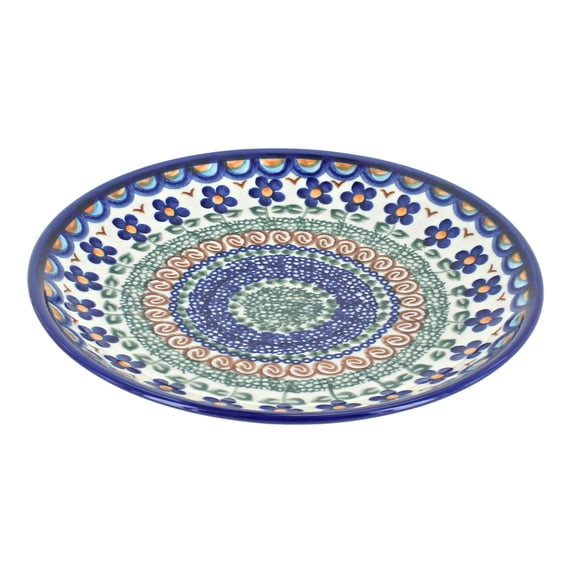 Blue Rose Polish Pottery Aztec Flower Dessert Plate
