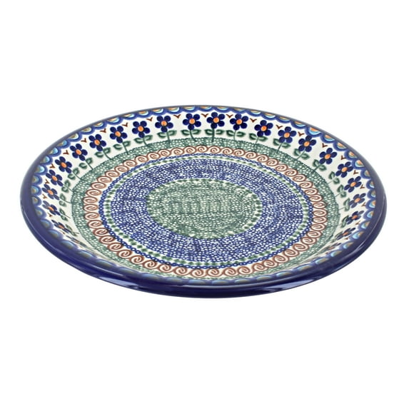 Blue Rose Polish Pottery Aztec Flower Dinner Plate