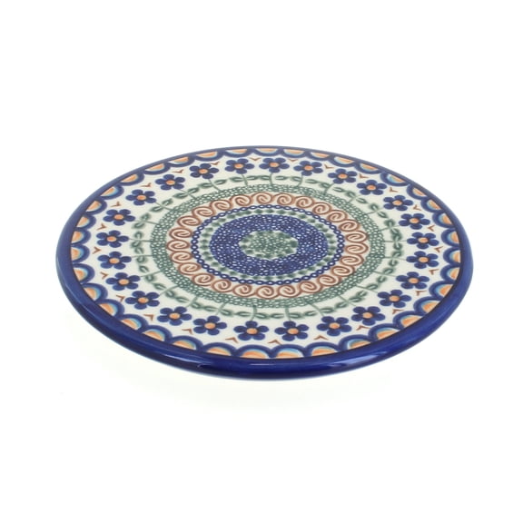 Blue Rose Polish Pottery Aztec Flower Trivet
