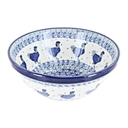 Blue Rose Polish Pottery Barnyard Rooster Cereal/Soup Bowl
