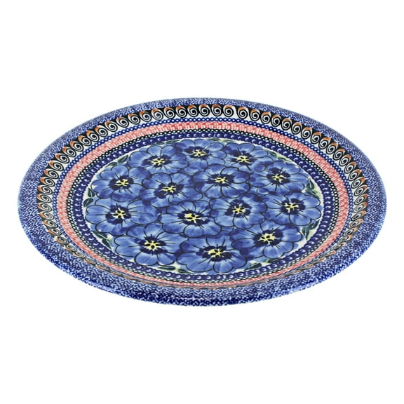 Blue Rose Polish Pottery Blue Art Dinner Plate
