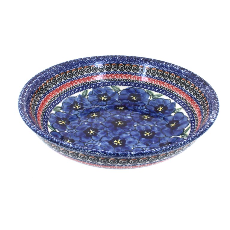 Blue Rose Polish Pottery  Mosaic Flower Large Mixing Bowl