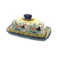 thumbnail image 1 of Blue Rose Polish Pottery Blue Butterfly Butter Dish, 1 of 2