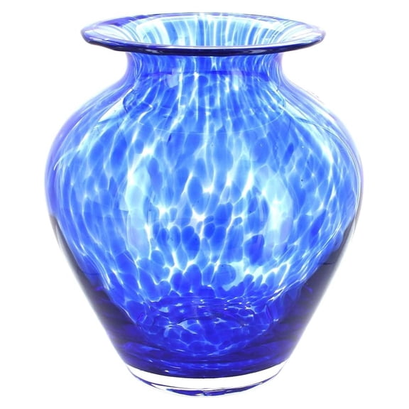 Blue Rose Polish Pottery - Blue Cobalt Confetti Glass Vase - 8" Tall - Hand-Blown Polish Glass Vase, Decorative Floral Holder for Home & Table Décor