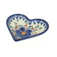 thumbnail image 1 of Blue Rose Polish Pottery Blue Dahlia Heart Dish, 1 of 2
