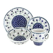 Blue Rose Polish Pottery Scarlett Ivy Dinnerware Set, 16 Piece