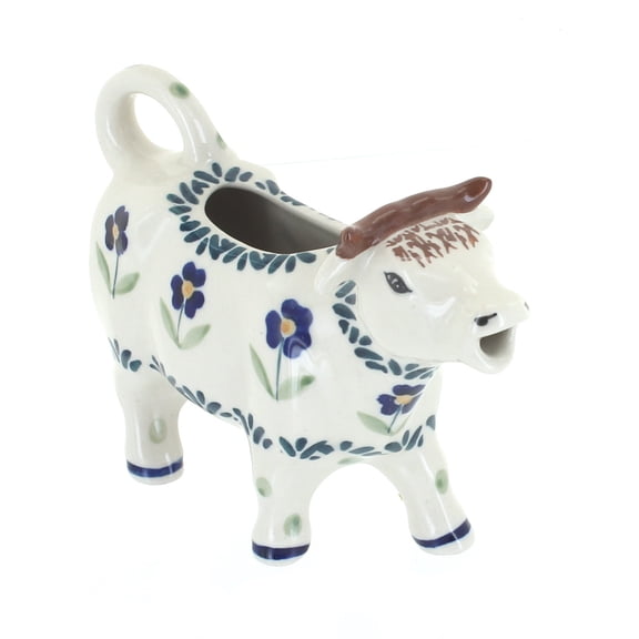 Blue Rose Polish Pottery Blue Daisy Cow Creamer