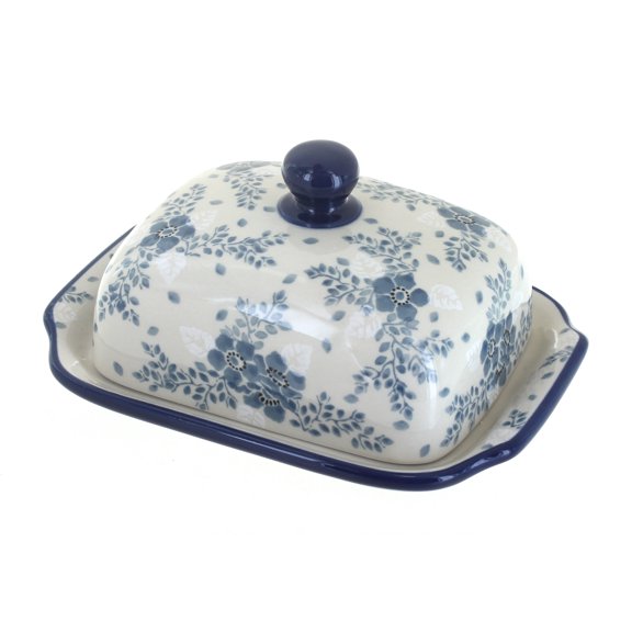 Blue Rose Polish Pottery Blue Fleur Butter Dish