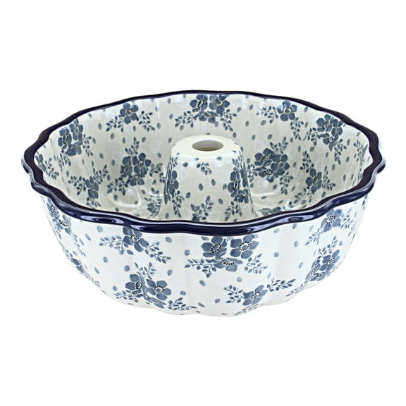 Blue Rose Polish Pottery Blue Fleur Ring Cake Pan