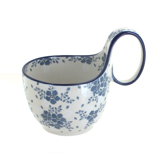 Blue Rose Polish Pottery Blue Fleur Soup Mug