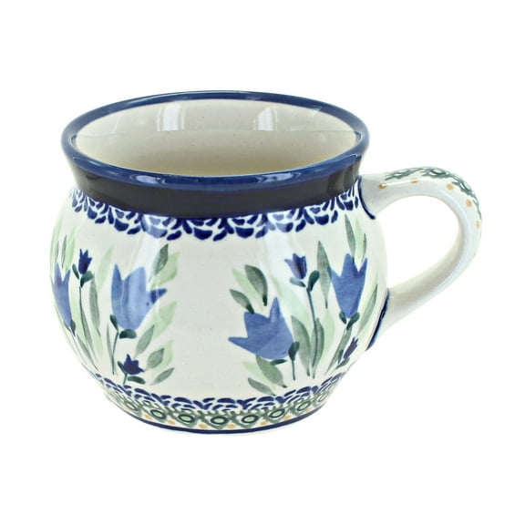Blue Rose Polish Pottery Blue Tulip Bell Shaped Mug