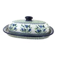 thumbnail image 1 of Blue Rose Polish Pottery Blue Tulip Bread Container, 1 of 2