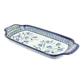 thumbnail image 1 of Blue Rose Polish Pottery Blue Tulip Bread Tray with Handles, 1 of 2