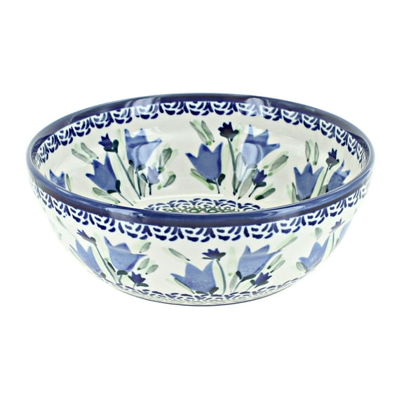 Blue Rose Polish Pottery Blue Tulip Cereal/Soup Bowl