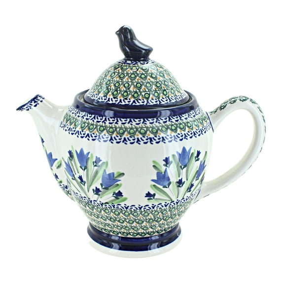 Blue Rose Polish Pottery Blue Tulip Coffee Pot