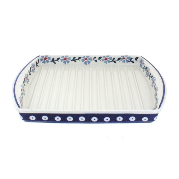 Blue Rose Polish Pottery Blue Violet Bacon Cooker