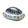 thumbnail image 1 of Blue Rose Polish Pottery Blue Violet Butter Dish with Handle, 1 of 2