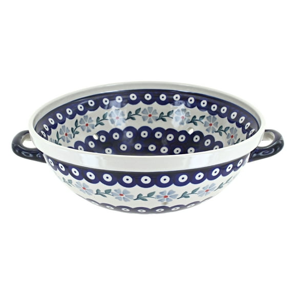 Blue Rose Polish Pottery Blue Violet Colander