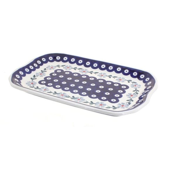 Blue Rose Polish Pottery Blue Violet Small Rectangular Tray