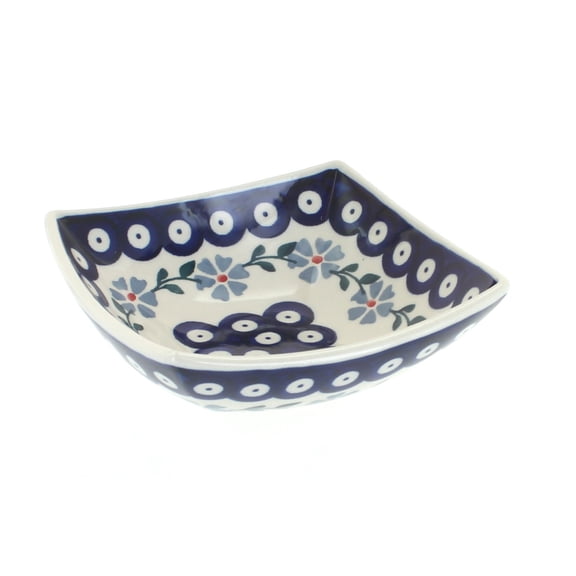 Blue Rose Polish Pottery Blue Violet Small Square Bowl