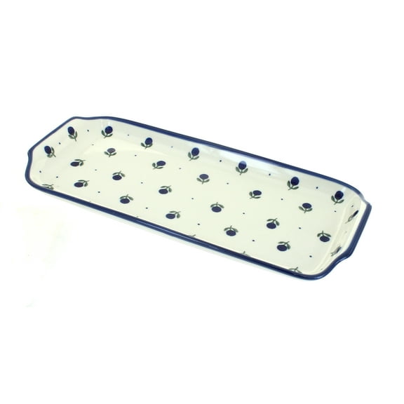 Blue Rose Polish Pottery Blueberry Bread Tray