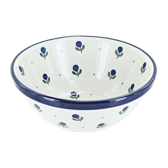Blue Rose Polish Pottery Blueberry Cereal/Soup Bowl