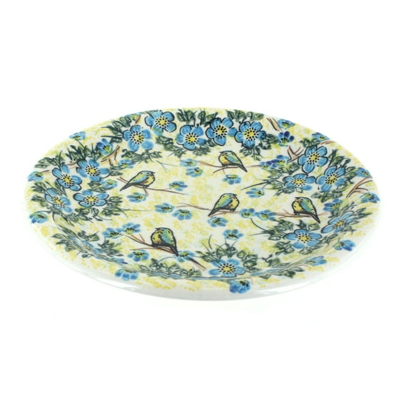 Blue Rose Polish Pottery Bluebird Garden Dinner Plate