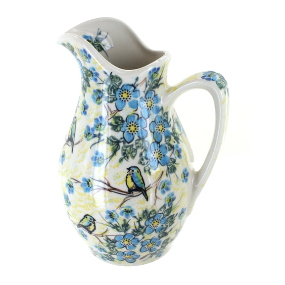 Blue Rose Polish Pottery Bluebird Garden Pitcher