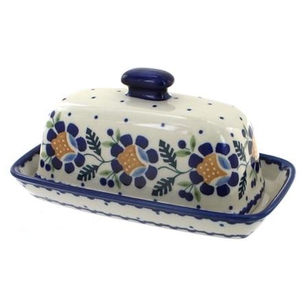 Blue Rose Polish Pottery Butter Dish