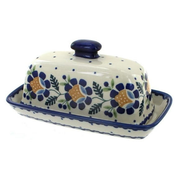 Blue Rose Polish Pottery Butter Dish