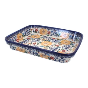 Blue Rose Polish Pottery Butterfly Medium Rectangular Baker