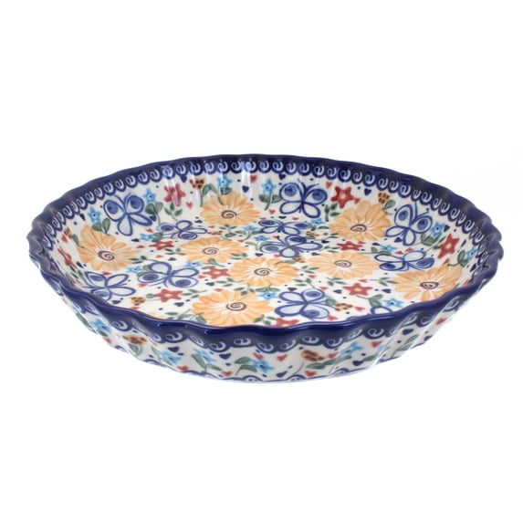 Blue Rose Polish Pottery Butterfly Pie Plate