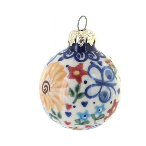 Blue Rose Polish Pottery Butterfly Small Christmas Ball