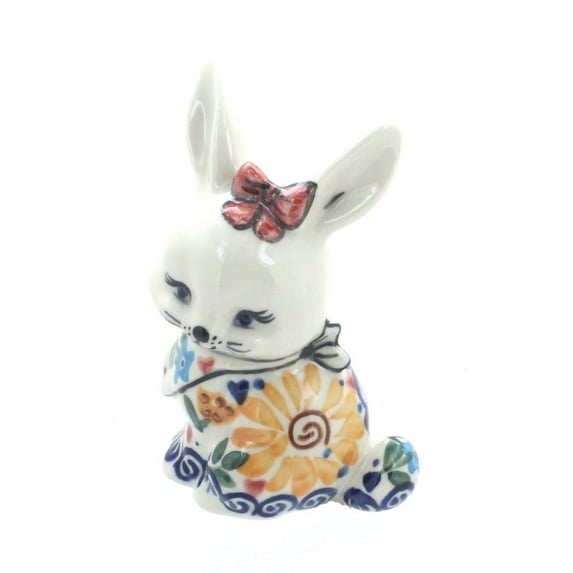 Blue Rose Polish Pottery Butterfly Small Rabbit