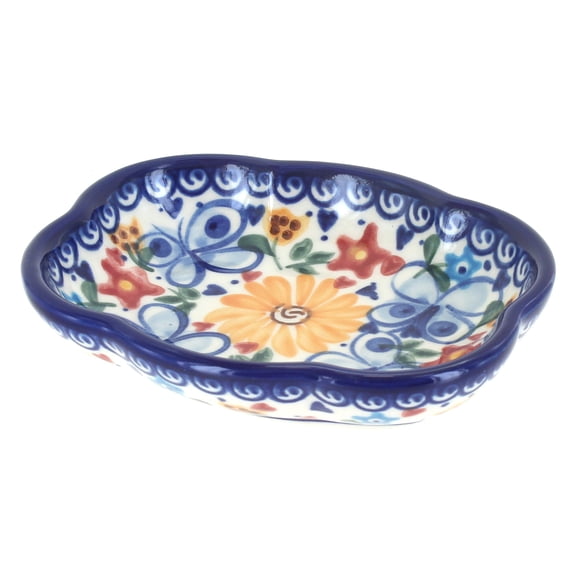 Blue Rose Polish Pottery Butterfly Soap Dish