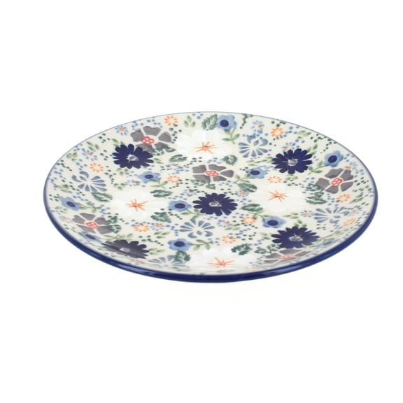 Blue Rose Polish Pottery Carnival Dessert Plate