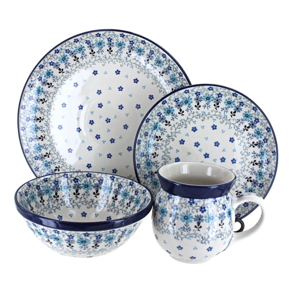 Blue Rose Polish Pottery Ceramika Artystyczna Dinnerware (16 PC)