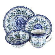 Blue Rose Polish Pottery Ceramika Artystyczna Dinnerware 16 PC