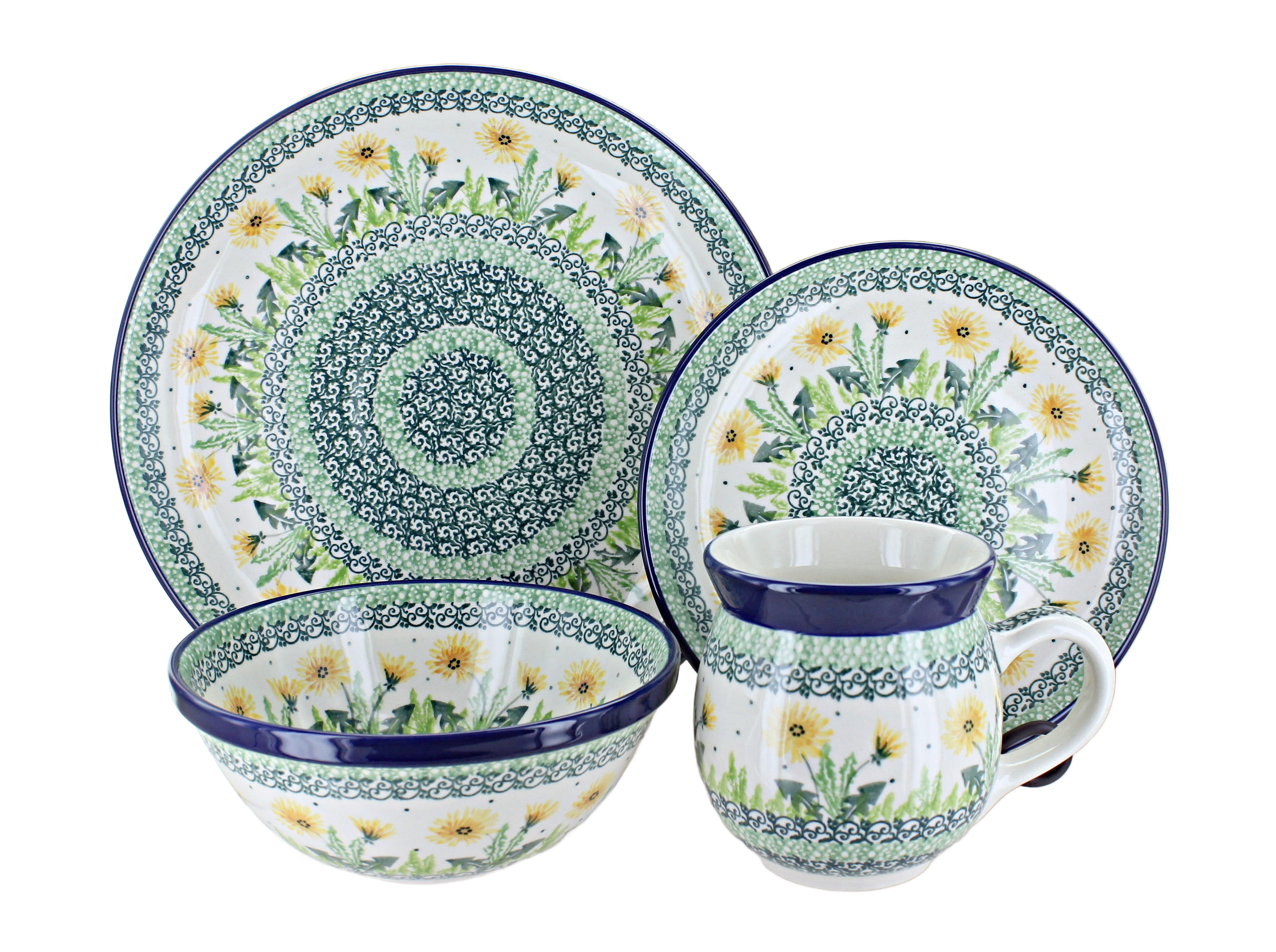 Blue Rose Polish Pottery Ceramika Artystyczna Dinnerware (16 PC