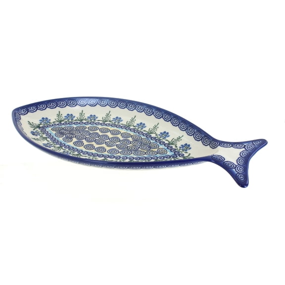 Blue Rose Polish Pottery Charleston Fish Dish