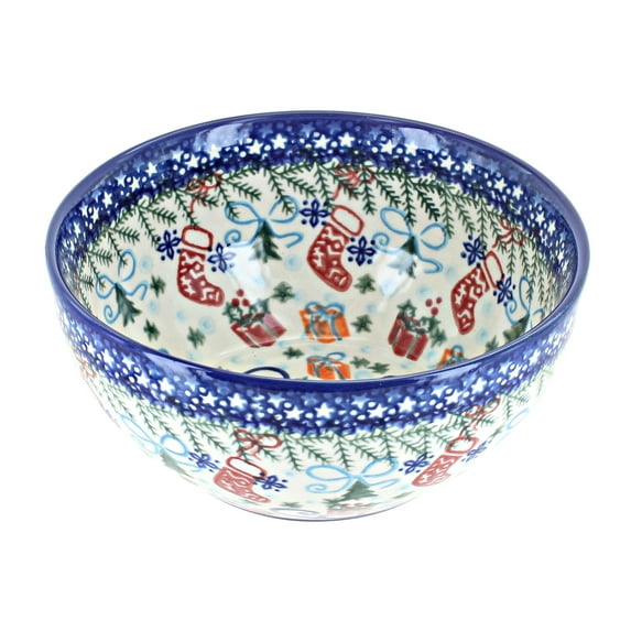 Blue Rose Polish Pottery Christmas Bounty Cereal/Soup Bowl