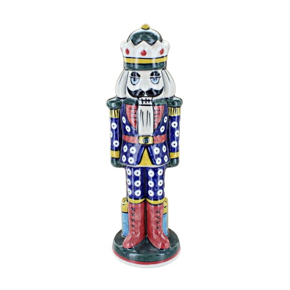Blue Rose Polish Pottery Classic Christmas Large Nutcracker Figurine