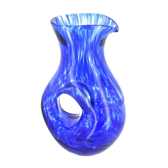 Blue Rose Polish Pottery Cobalt Confetti Tuscany Pierced Pitcher