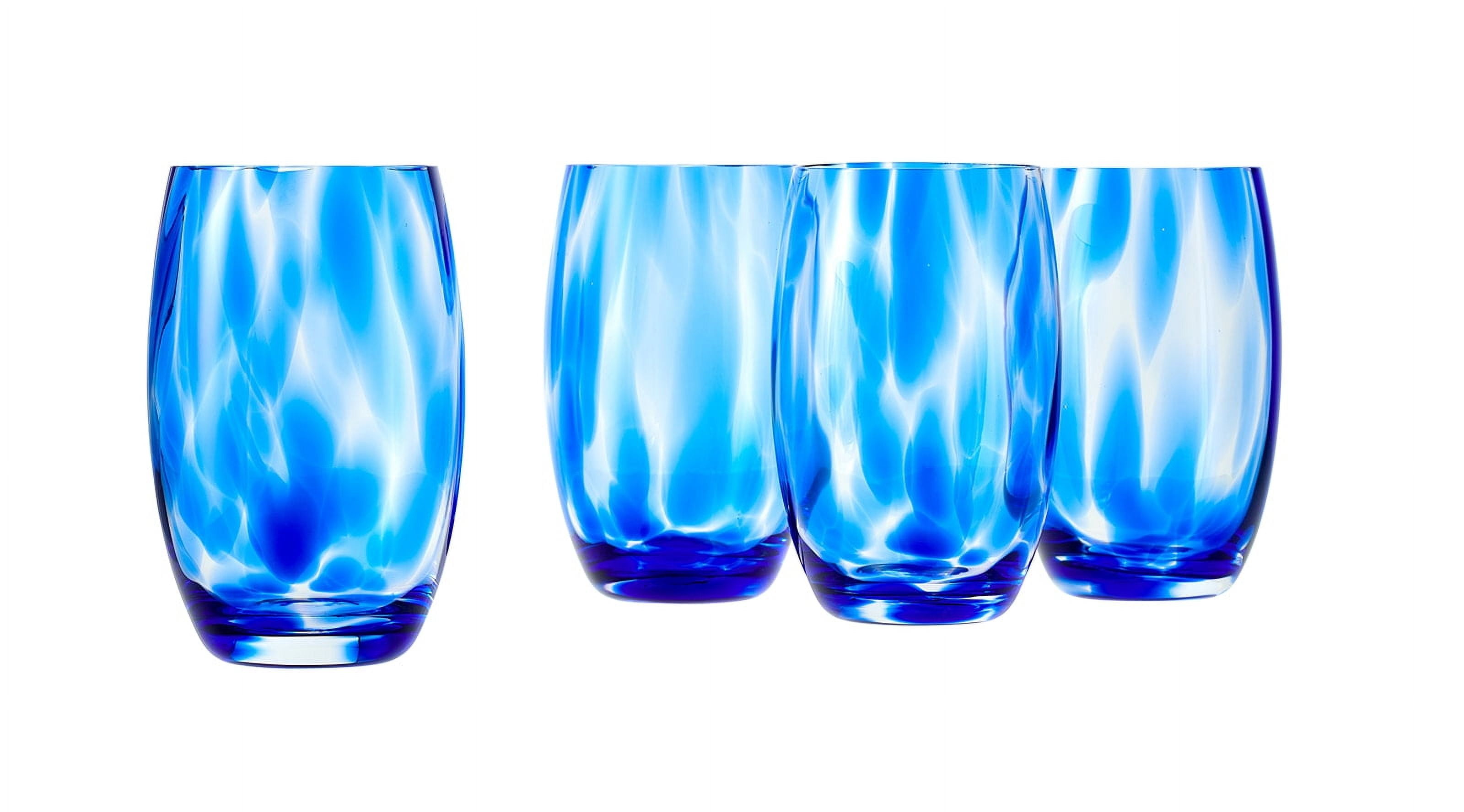 Cobalt Blue Hand Blown Glass Water Tumblers Set