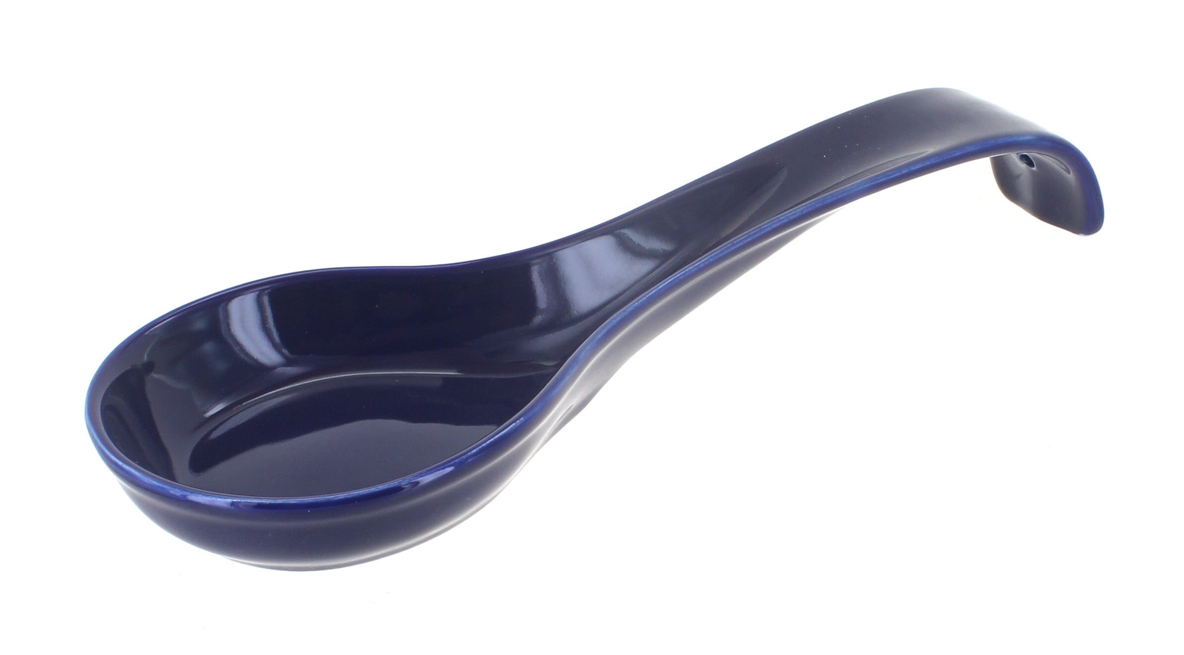 Ceramic Spoon Rest With Blue Cow 5 Long and 3 1/2 Wide at Top 